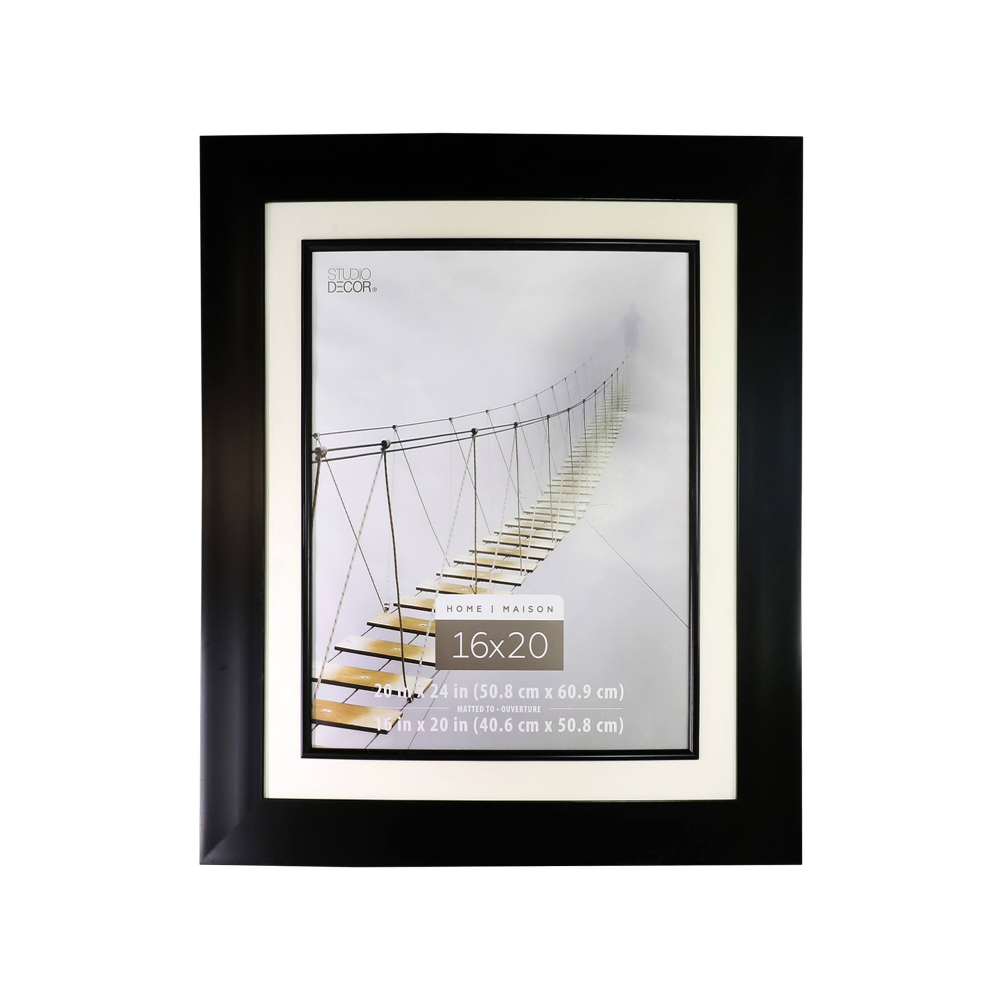 Home Black Flat Frame with Beveled Mat by Studio Décor